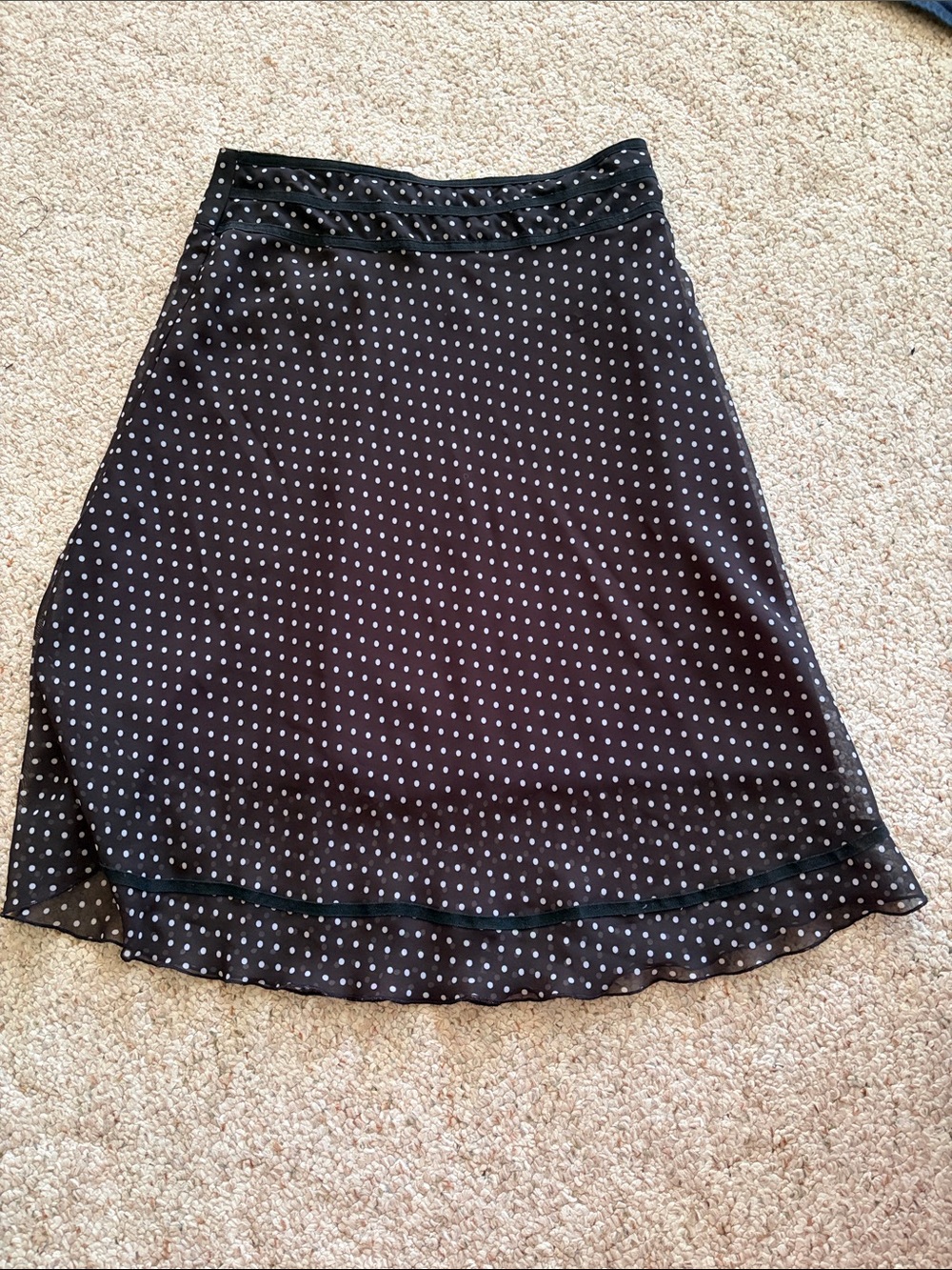 Mlle Gabrielle Black Skirt with White Polka Dots